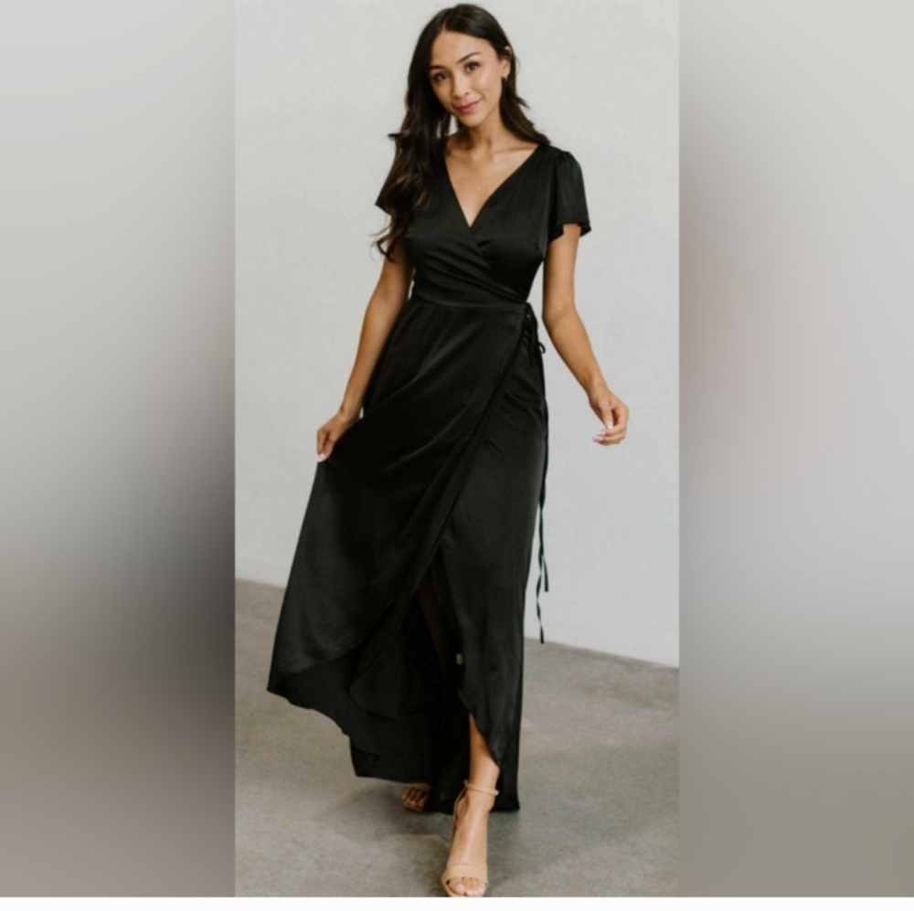 NWT Baltic Born long black satin dress XXXL